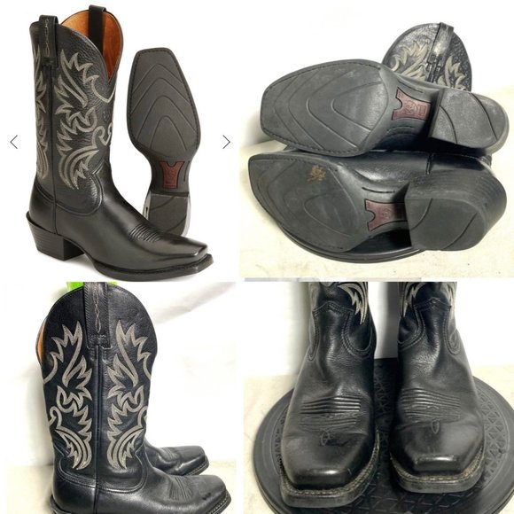 Ariat Other - ARIAT Legend Western Cowboy Leather Embroidered Boots Deertan Black 8D